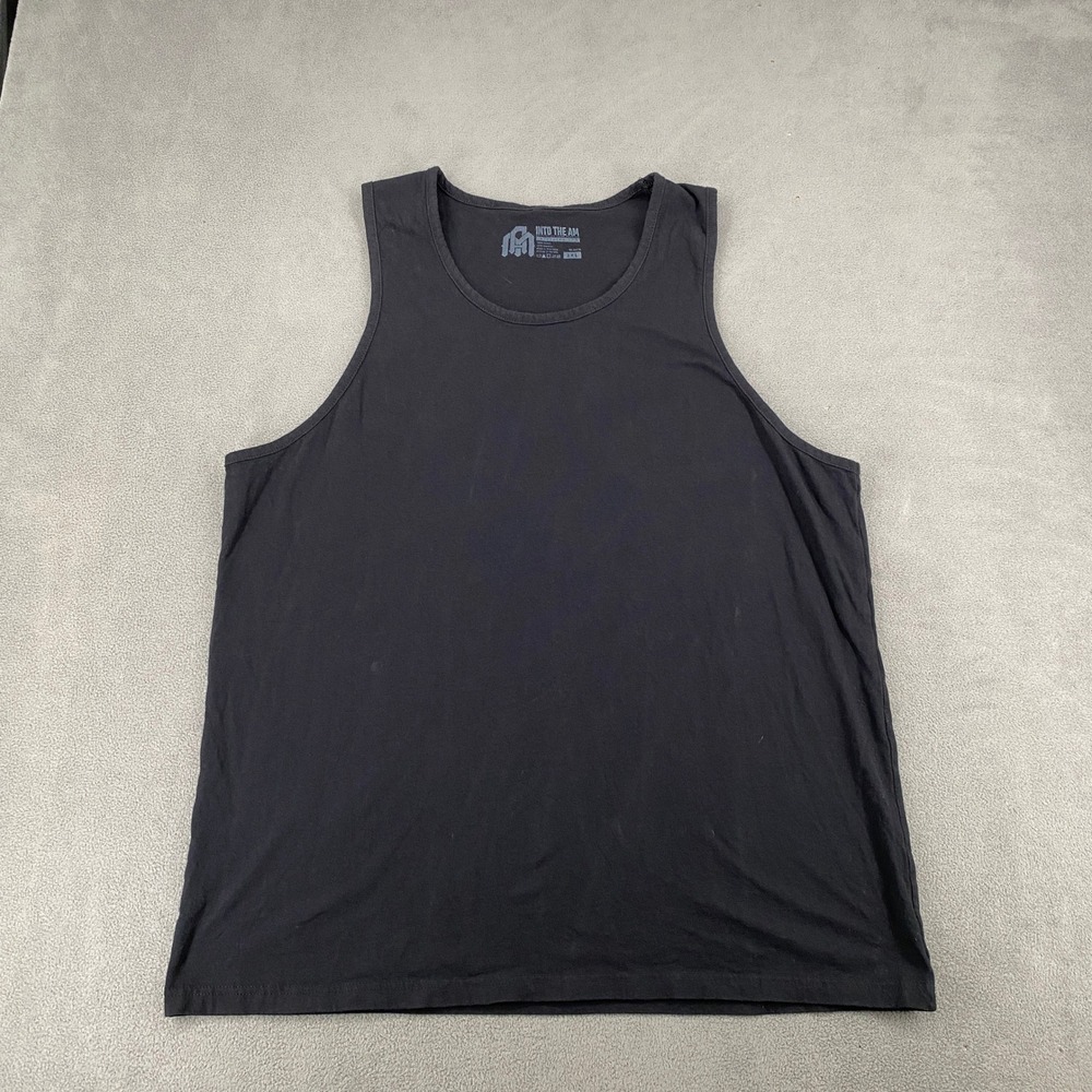 Into The AM Mens Tank Top Black Sleeveless Cotton Shirt 2XL